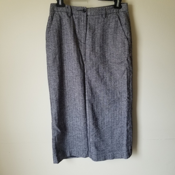 L.l.bean Herring Bone Woven Cotton Pencil Skirt Midi Length Fully Lined Size 4 - Picture 10 of 11